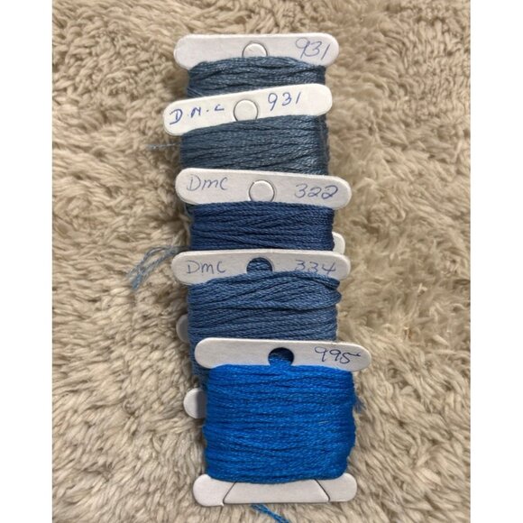 Assorted DMC Colorfast Embroidery Floss Set Of 19 Skeins Blue Green - Picture 4 of 5